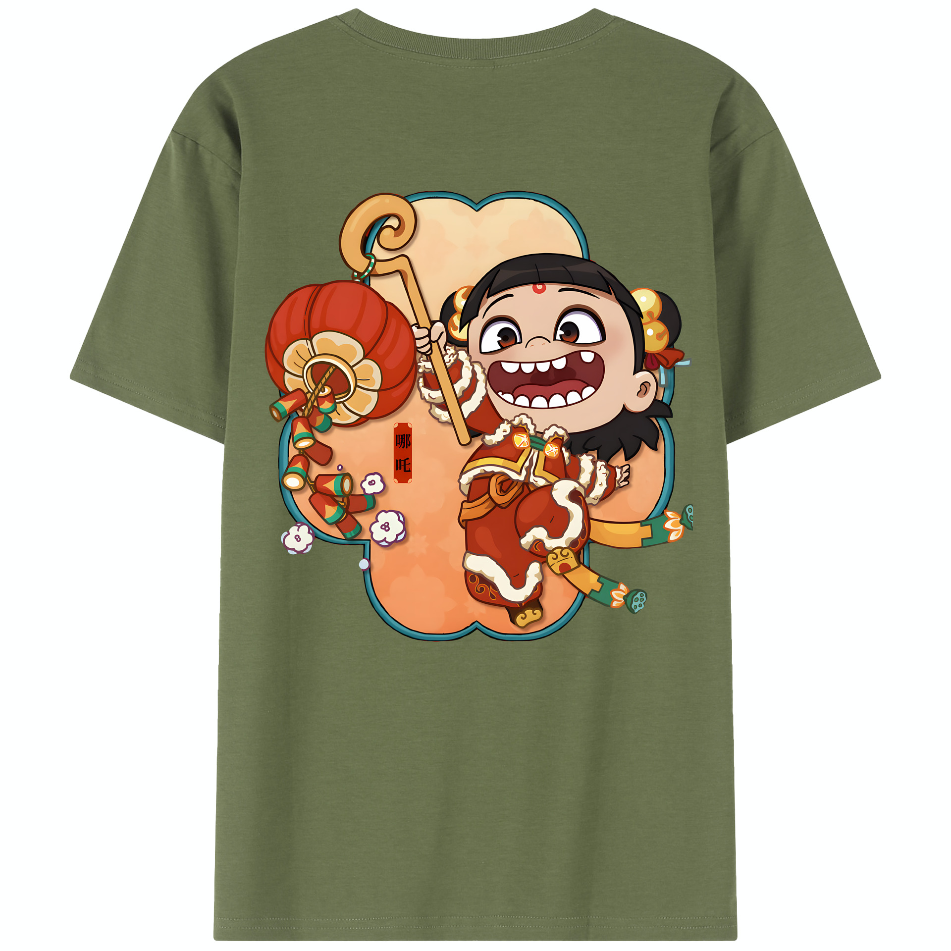 （画像用） Ne Zha 2 ナタ 魔童の大暴れ 綿100％半袖Tシャツ（背面プリント）